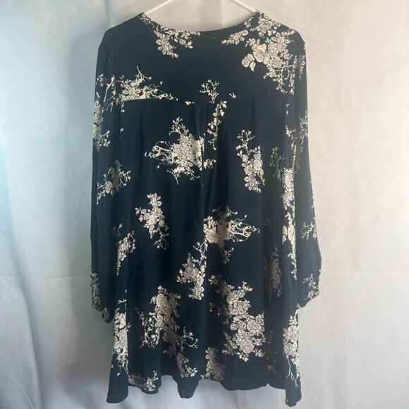 Jodifly Dark Green Floral Long Sleeve Tunic Blouse Keyhole Neck Women's Sz Small - Picture 2 of 9